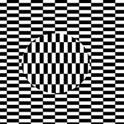Оптическая иллюзия 13. В середине рисунка - линза